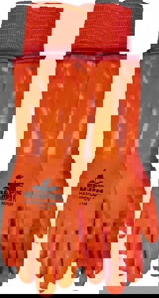 Chemical Resistant Gloves: Large, 28 mil Thick, Polyvinylchloride, Supported